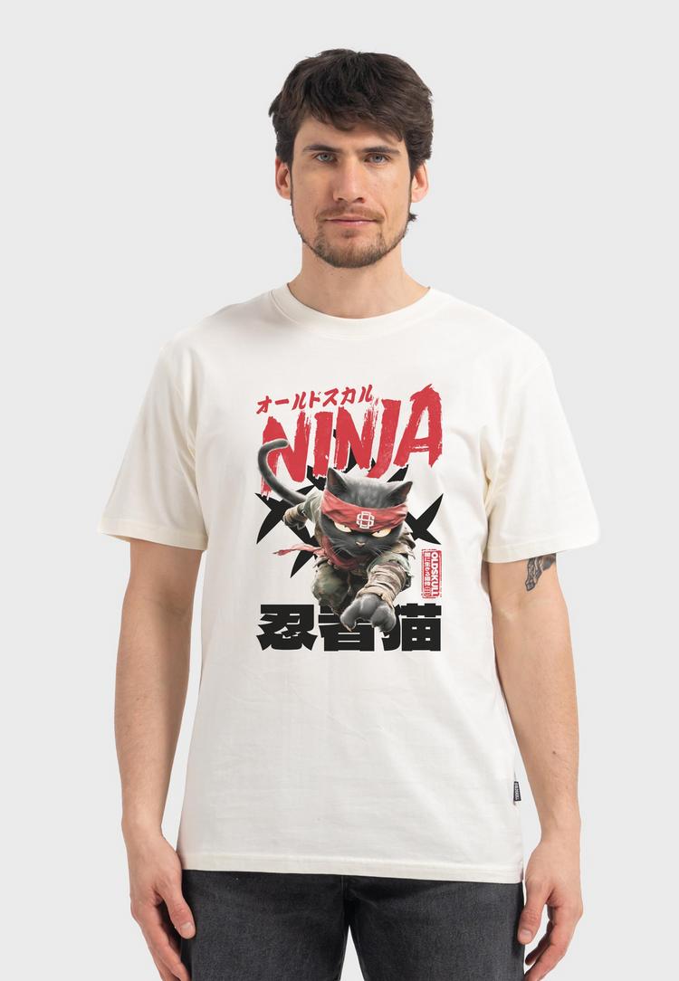OLDSKULL OLDSKULL Asian Ninja Cat Graphic Printshirt Herren - Off White - 0 | SportScheck
