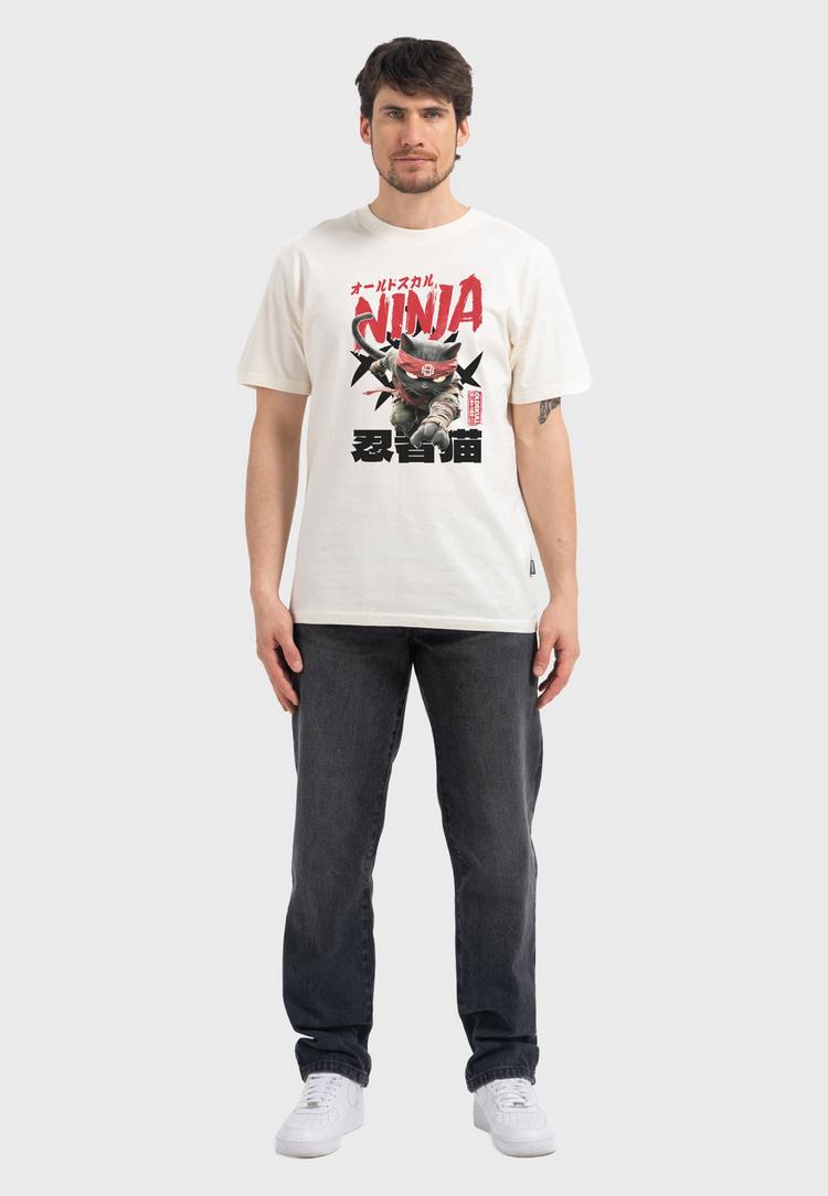 OLDSKULL OLDSKULL Asian Ninja Cat Graphic Printshirt Herren - Off White - 1 | SportScheck