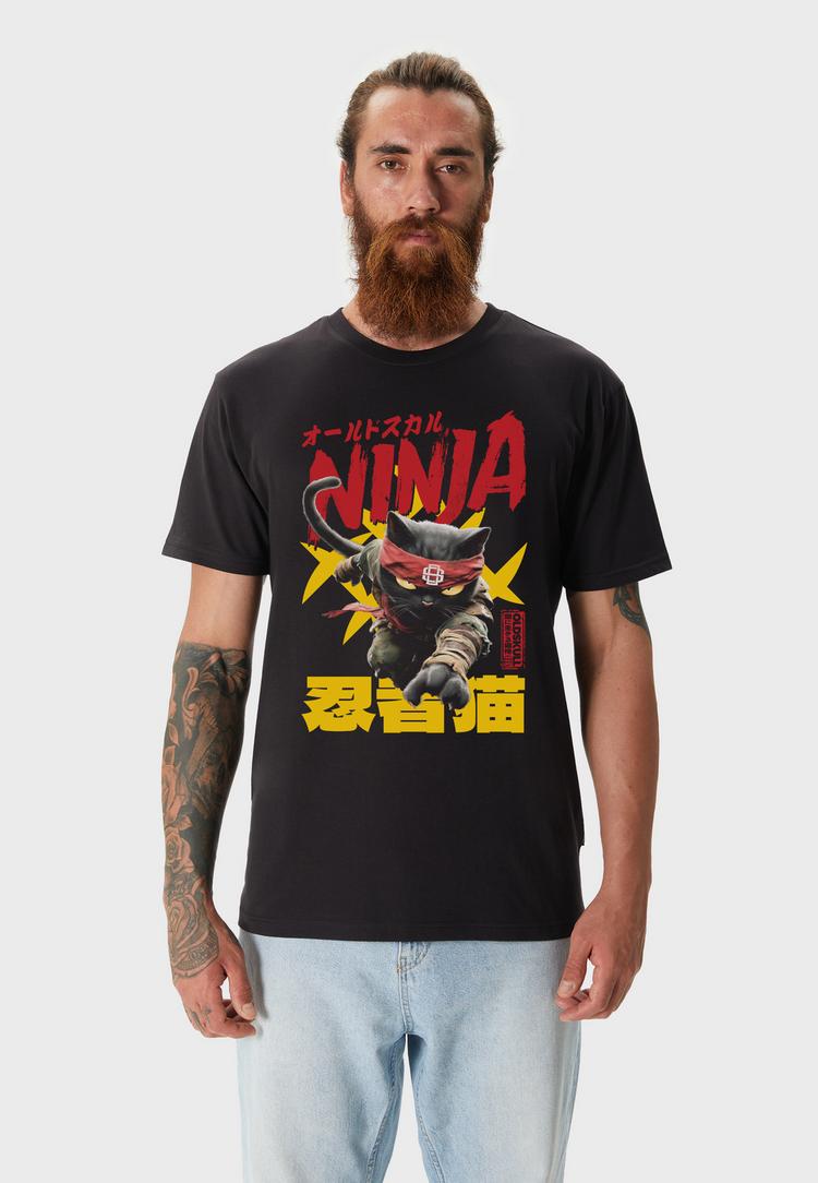 OLDSKULL OLDSKULL Asian Ninja Cat Graphic Printshirt Herren - Black - 1 | SportScheck
