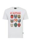 OLDSKULL Asian Iconic Japanese Masks Graphic Printshirt Herren - White