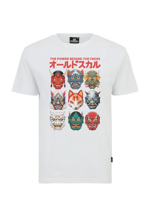 OLDSKULL Asian Iconic Japanese Masks Graphic Printshirt Herren