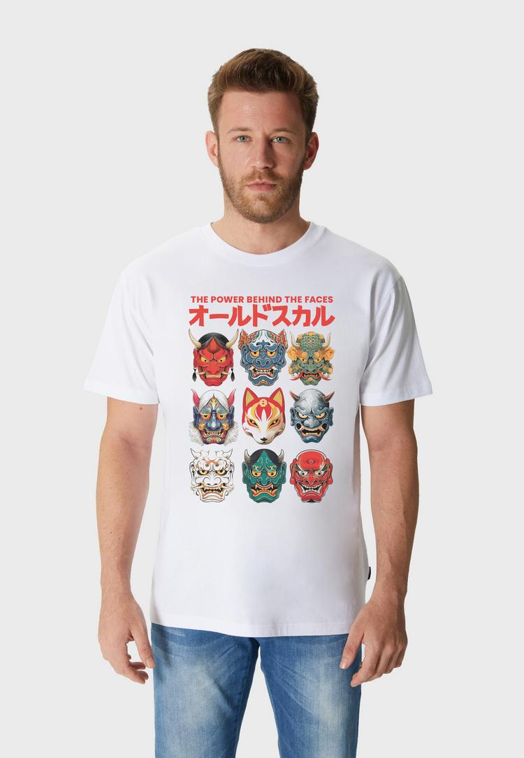 OLDSKULL OLDSKULL Asian Iconic Japanese Masks Graphic Printshirt Herren - White - 0 | SportScheck
