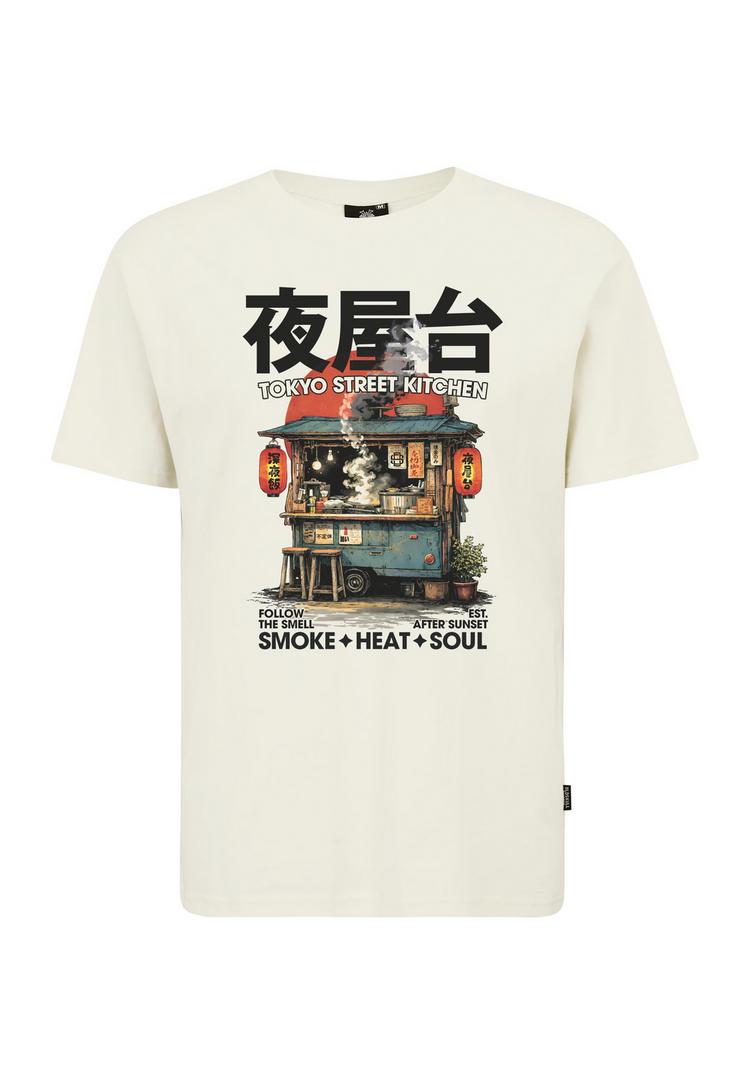 OLDSKULL OLDSKULL Asian Tokyo Street Food Graphic Printshirt Herren - Off White - 0 | SportScheck