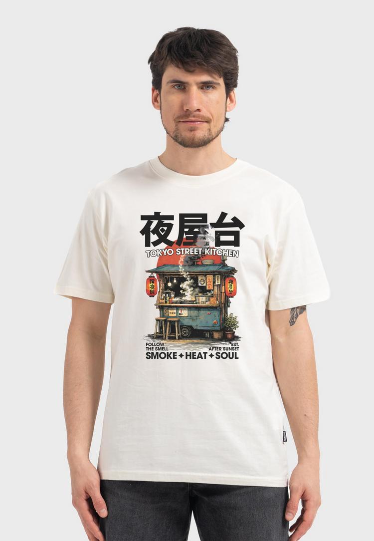 OLDSKULL OLDSKULL Asian Tokyo Street Food Graphic Printshirt Herren - Off White - 1 | SportScheck