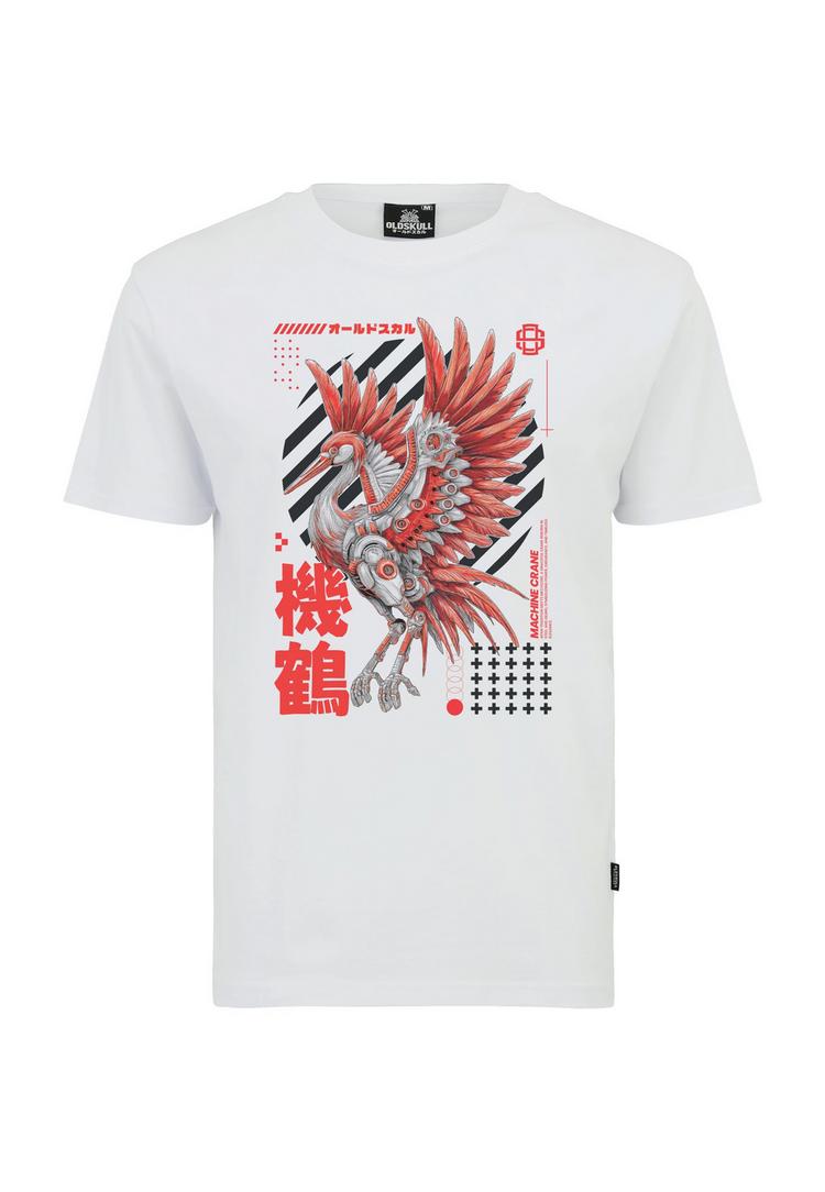 OLDSKULL OLDSKULL Asian Neon Cyber Crane Graphic Printshirt Herren - White - 0 | SportScheck