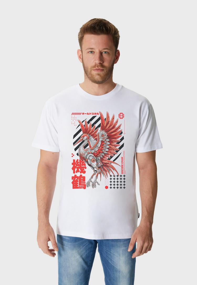 OLDSKULL OLDSKULL Asian Neon Cyber Crane Graphic Printshirt Herren - White - 1 | SportScheck