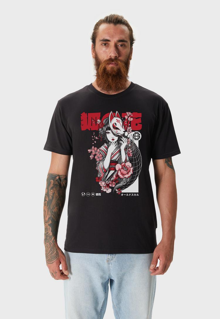 OLDSKULL OLDSKULL Asian Kitsune Shadow Graphic Printshirt Herren - Black - 0 | SportScheck