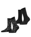 ESPRIT Soft Paisley 2P Socken Damen - black (3000)
