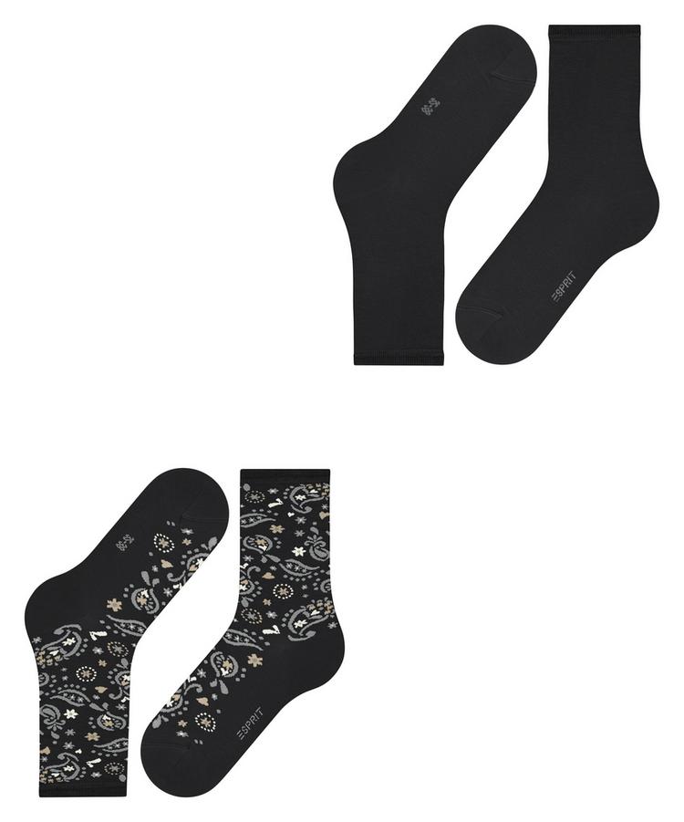 ESPRIT ESPRIT Soft Paisley 2P Socken Damen - black (3000) - 2 | SportScheck