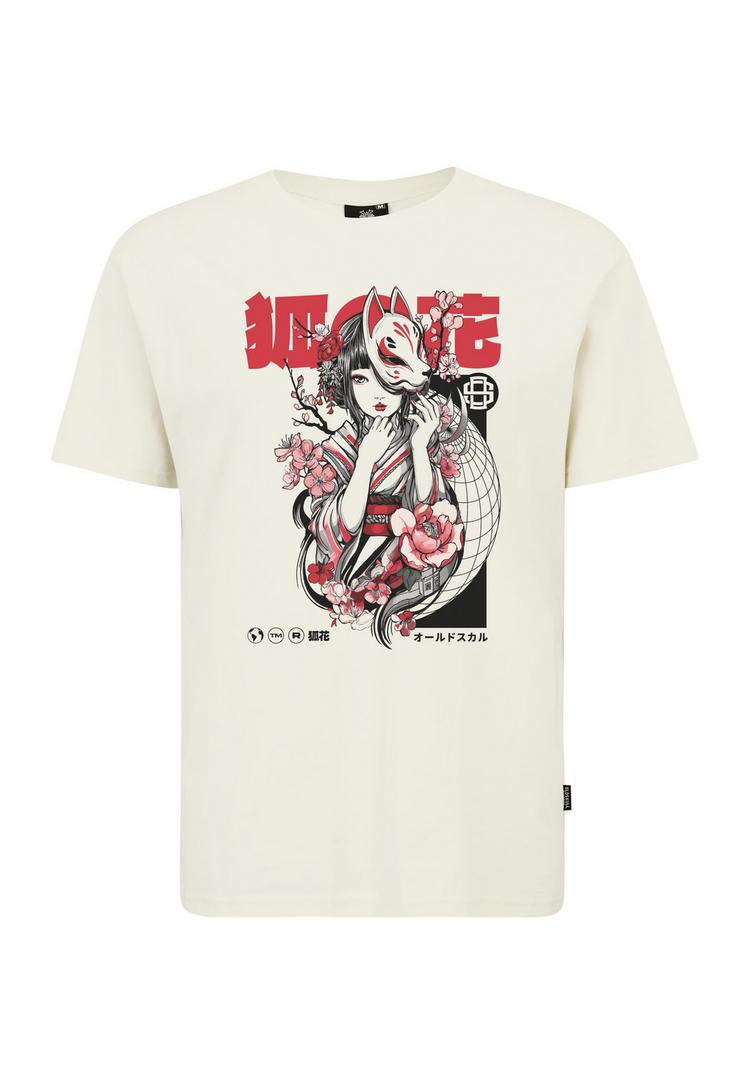OLDSKULL OLDSKULL Asian Kitsune Shadow Graphic Printshirt Herren - Off White - 0 | SportScheck