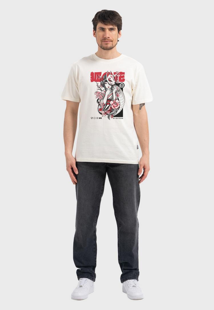 OLDSKULL OLDSKULL Asian Kitsune Shadow Graphic Printshirt Herren - Off White - 0 | SportScheck