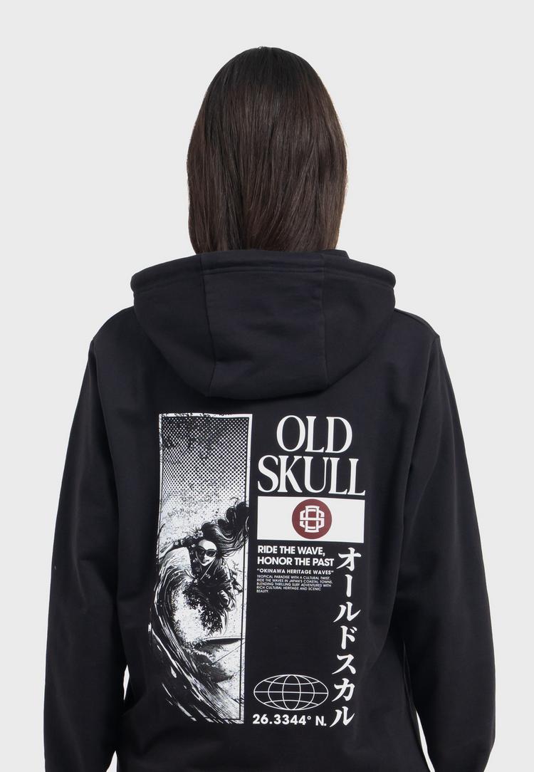 OLDSKULL OLDSKULL Asian Lotus Surf Logo Graphic Hoodie - Black - 1 | SportScheck