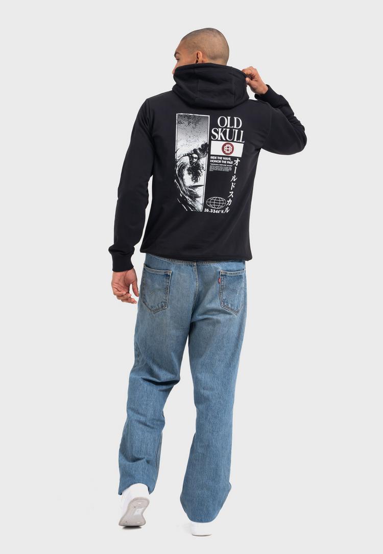 OLDSKULL OLDSKULL Asian Lotus Surf Logo Graphic Hoodie - Black - 4 | SportScheck
