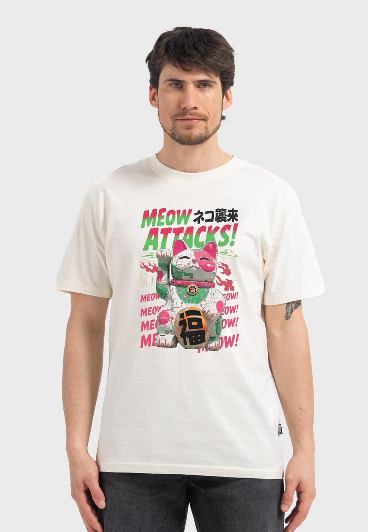 OLDSKULL OLDSKULL Asian Lucky Cat Attack Graphic Printshirt Herren - Off White - 0 | SportScheck