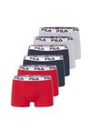 FILA BOXERSHORTS 6ER-PACK Unterhose Herren - Grey-Navy-Red