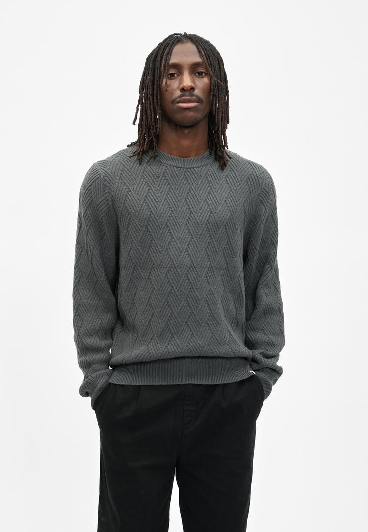 Cleptomanicx Cleptomanicx Criss Cross Strickpullover Herren - Urban Gray - 1 | SportScheck