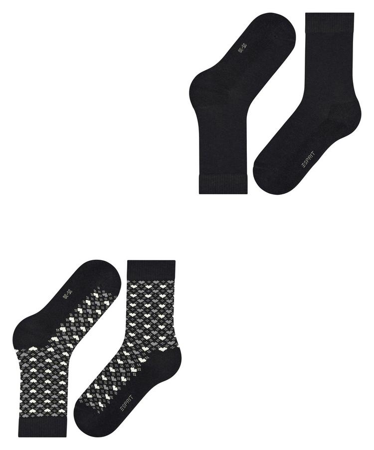 ESPRIT ESPRIT Wool Hearts SO 2P Socken Damen - black (3000) - 2 | SportScheck