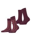 ESPRIT Wool Hearts SO 2P Socken Damen - merlot (8005)