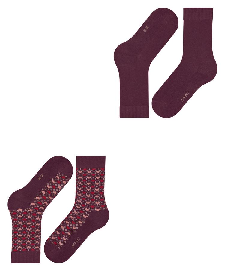 ESPRIT ESPRIT Wool Hearts SO 2P Socken Damen - merlot (8005) - 2 | SportScheck