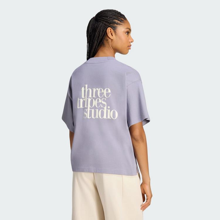 adidas adidas 3 STRIPES STUDIO BOYFRIEND T-SHIRT T-Shirt Damen - Slate - 1 | SportScheck