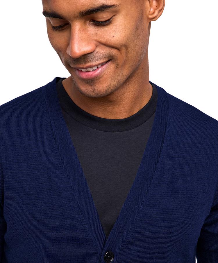 Falke Falke Merino X-Fine Cardigan Strickpullover Herren - space blue (6116) - 2 | SportScheck