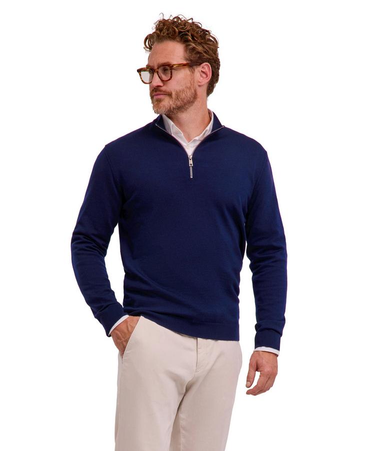 Falke Falke Merino X-Fine Half-Zip Strickpullover Herren - space blue (6116) - 0 | SportScheck