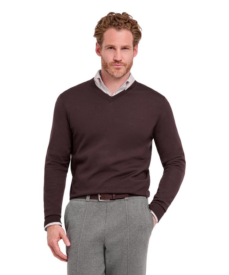 Falke Falke Merino Ultrafine V-Neck Strickpullover Herren - dark choco (5162) - 0 | SportScheck