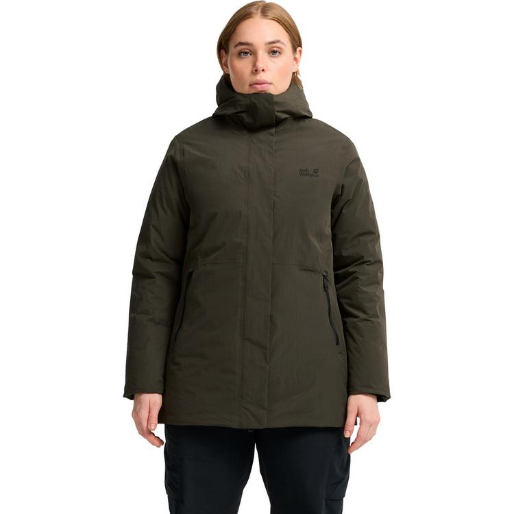 Jack Wolfskin Jack Wolfskin FIORA BAY LONG JKT W Daunenjacke Damen - obsidian moss - 0 | SportScheck