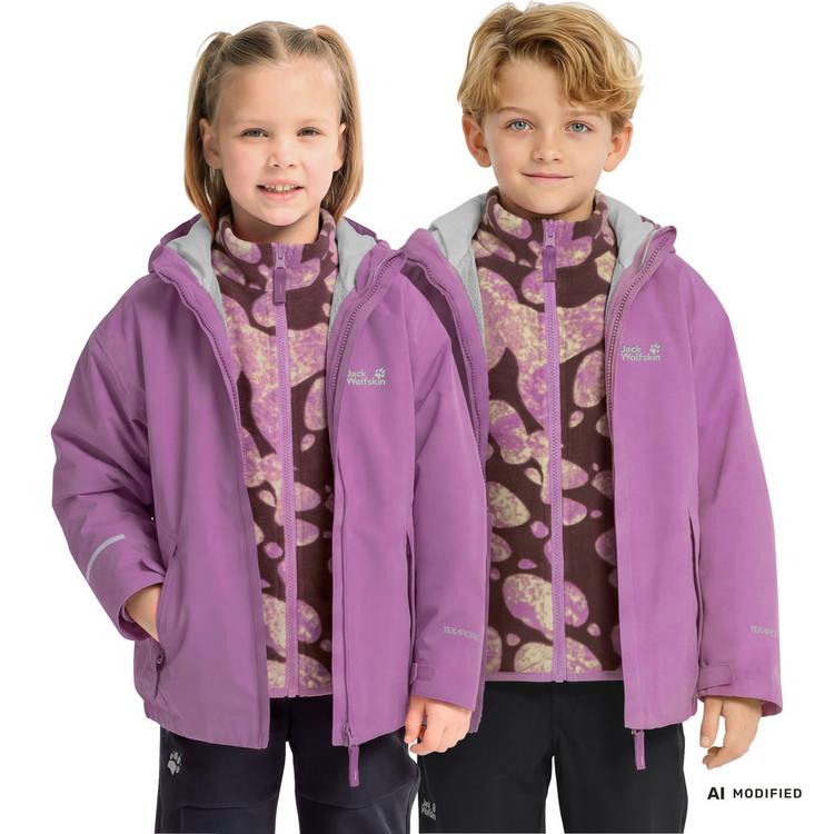 Jack Wolfskin Jack Wolfskin ICELAND 3IN1 PRINT JKT K Fleecejacke Kinder - vivid orchid - 0 | SportScheck
