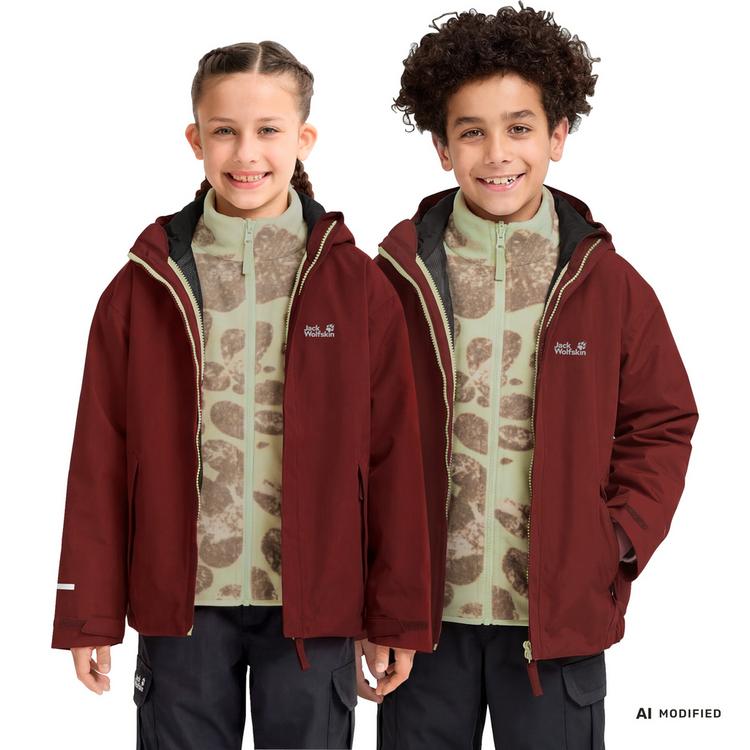 Jack Wolfskin Jack Wolfskin ICELAND 3IN1 PRINT JKT K Fleecejacke Kinder - merlot - 0 | SportScheck
