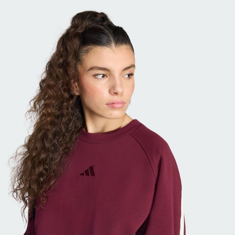 adidas adidas ADIDAS KIT 3-STREIFEN SWEATSHIRT Sweatshirt Damen - Maroon / Off White - 0 | SportScheck