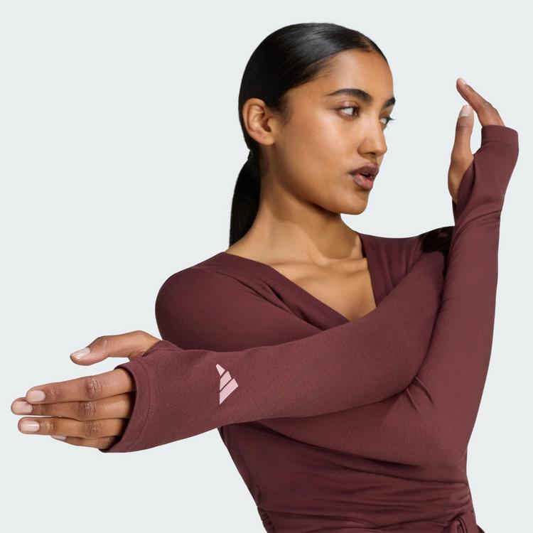 adidas adidas 3-STREIFEN STUDIO SOFT BALLETT WICKELTOP Funktionsshirt Damen - Aurora Ruby - 0 | SportScheck