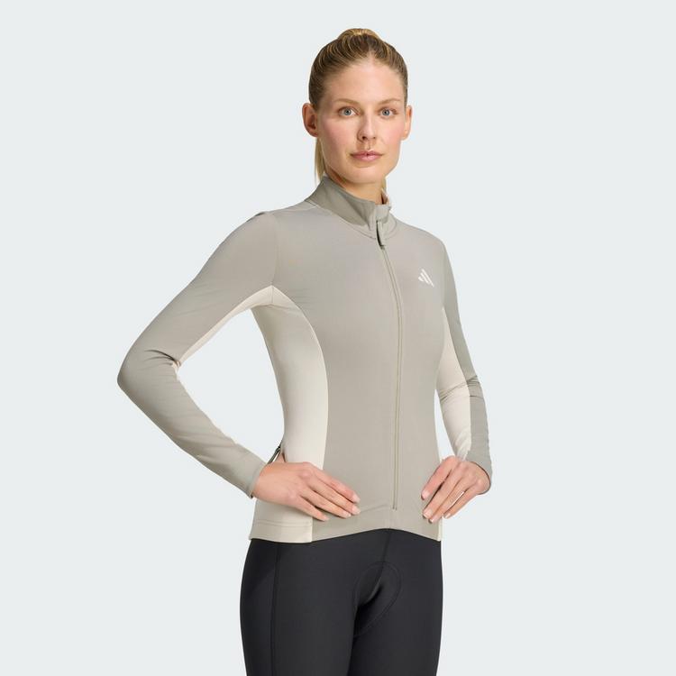adidas adidas Tempo 3-Streifen lang&auml;rmliges Radtrikot Funktionstop Damen - Grey / Alumina - 0 | SportScheck