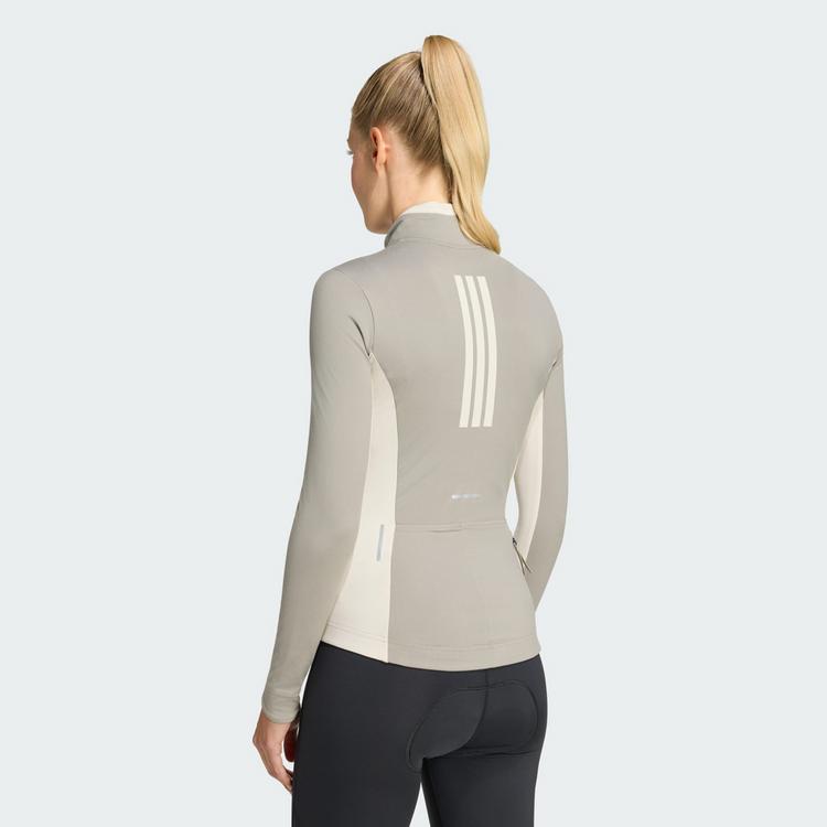 adidas adidas Tempo 3-Streifen lang&auml;rmliges Radtrikot Funktionstop Damen - Grey / Alumina - 1 | SportScheck