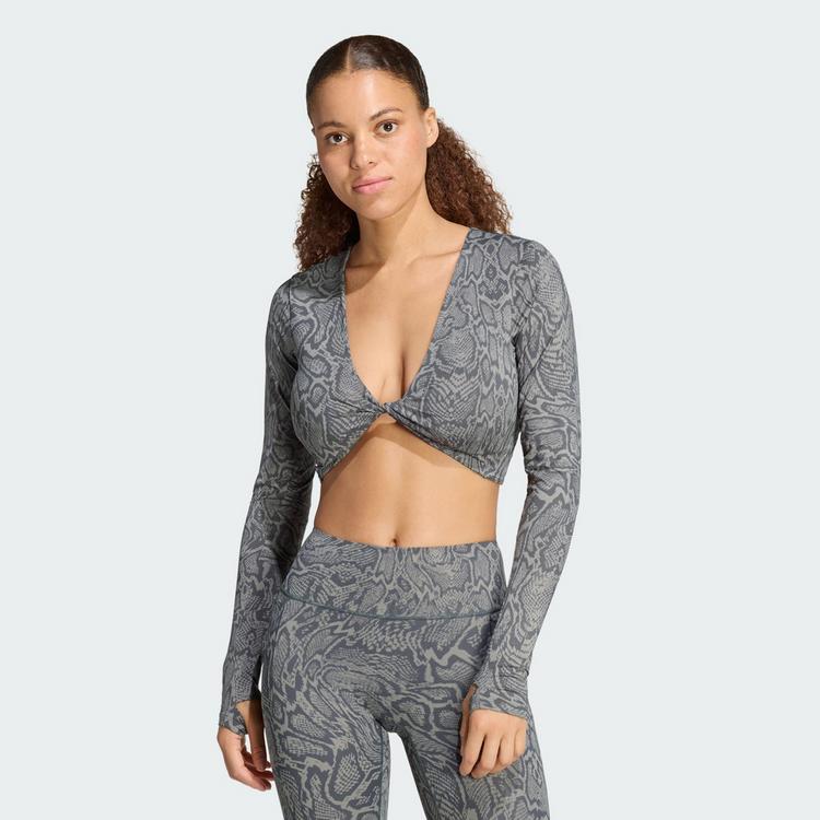 adidas adidas PrimeLift Workout Snake Twist Funktionsshirt Damen - Stone Green / Legend Ivy - 0 | SportScheck