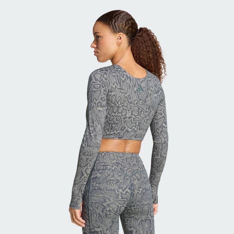 adidas adidas PrimeLift Workout Snake Twist Funktionsshirt Damen - Stone Green / Legend Ivy - 1 | SportScheck