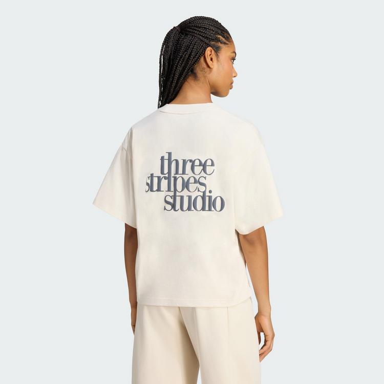 adidas adidas 3 STRIPES STUDIO BOYFRIEND T-SHIRT T-Shirt Damen - Wonder White - 1 | SportScheck