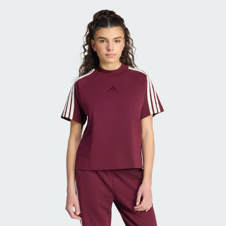 adidas adidas ADIDAS KIT 3-STREIFEN T-SHIRT T-Shirt Damen - Maroon / Off White - 0 | SportScheck