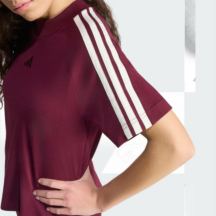adidas adidas ADIDAS KIT 3-STREIFEN T-SHIRT T-Shirt Damen - Maroon / Off White - 1 | SportScheck