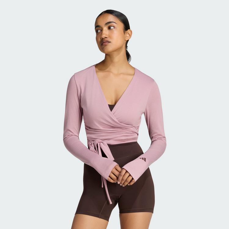 adidas adidas 3-STREIFEN STUDIO SOFT BALLETT WICKELTOP Funktionsshirt Damen - Magic Mauve - 0 | SportScheck