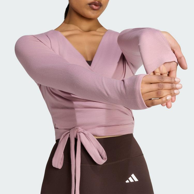 adidas adidas 3-STREIFEN STUDIO SOFT BALLETT WICKELTOP Funktionsshirt Damen - Magic Mauve - 1 | SportScheck