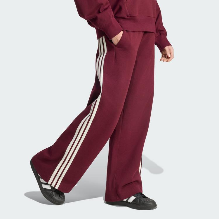 adidas adidas adidas KIT 3-Streifen Hose, weit Stoffhose Damen - Maroon / Off White - 0 | SportScheck