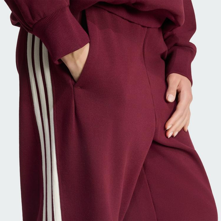 adidas adidas adidas KIT 3-Streifen Hose, weit Stoffhose Damen - Maroon / Off White - 1 | SportScheck