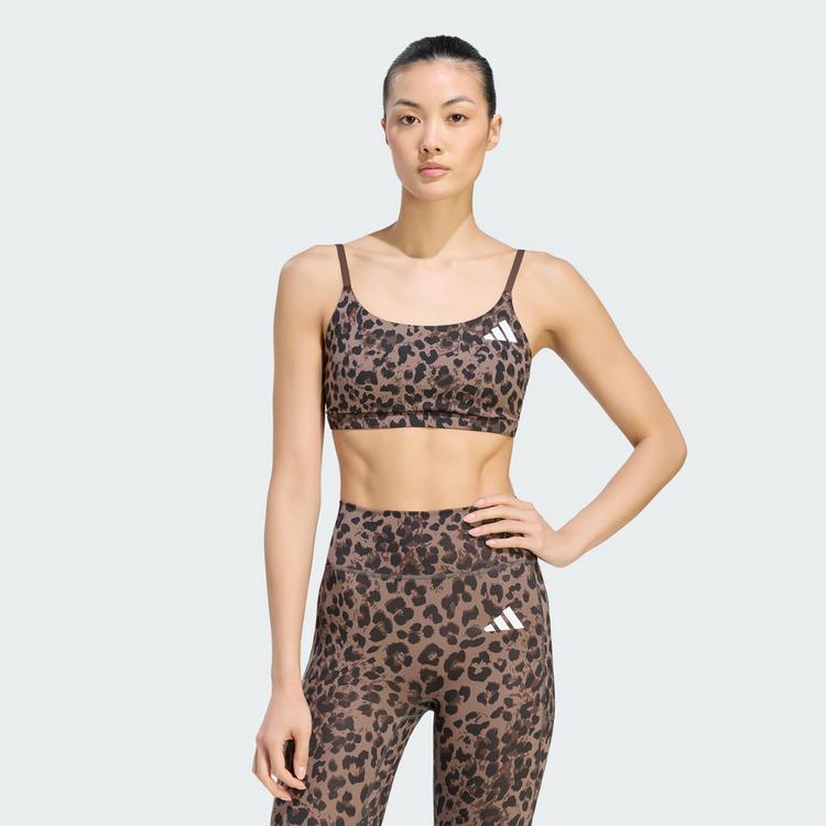 adidas adidas Optime Essentials 3-Streifen Leopard BH Damen - Earth Strata / Brown / Black - 0 | SportScheck