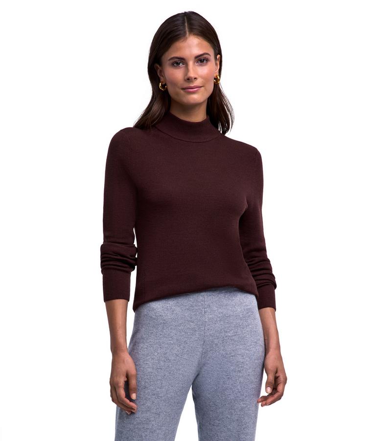 Falke Falke Merino Ultrafine Mock Neck Strickpullover Damen - dark choco (5162) - 0 | SportScheck