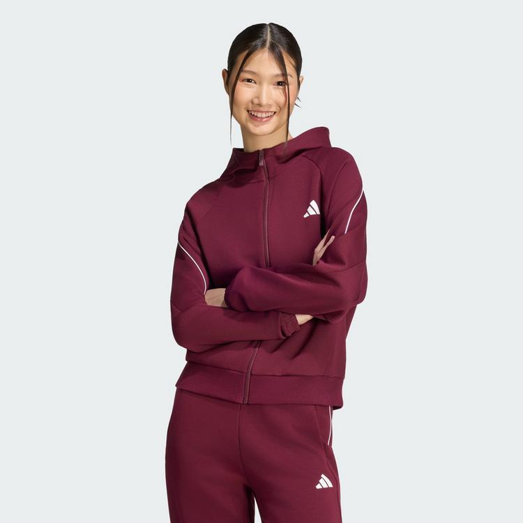 adidas adidas STADIUM SMALL LOGO KAPUZENJACKE Sweatjacke Damen - Maroon - 0 | SportScheck