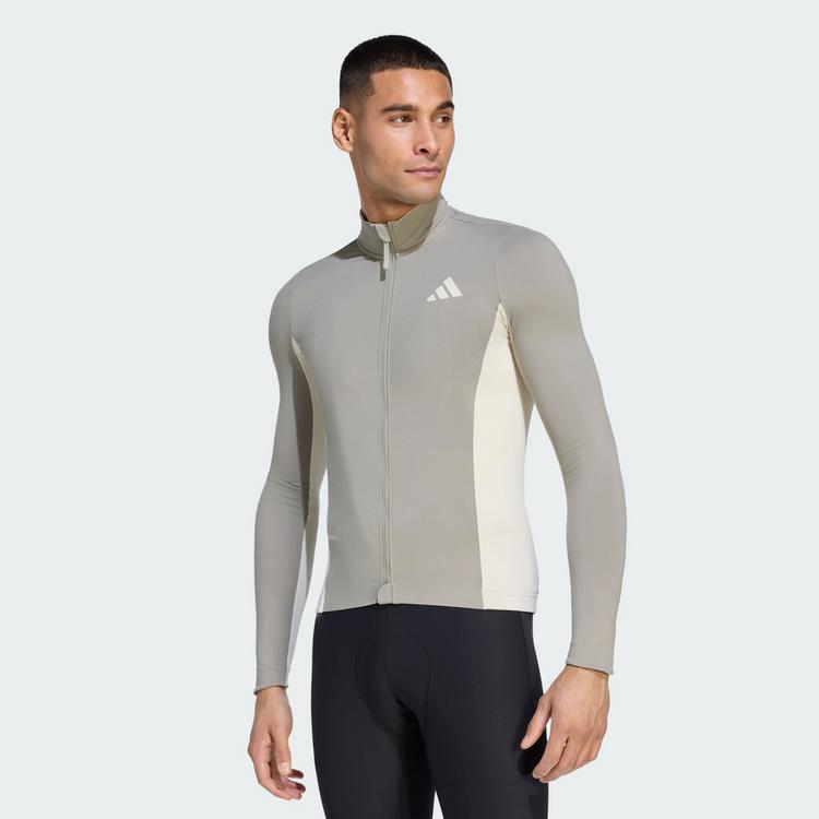 adidas adidas Tempo 3-Streifen lang&auml;rmliges Radtrikot Funktionstop Herren - Grey / Alumina - 0 | SportScheck