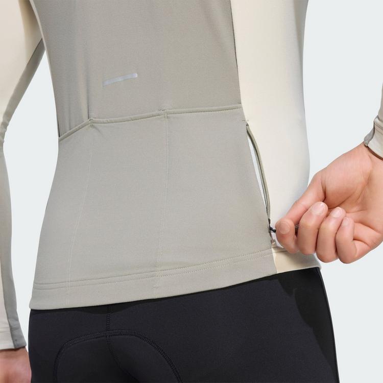 adidas adidas Tempo 3-Streifen lang&auml;rmliges Radtrikot Funktionstop Herren - Grey / Alumina - 0 | SportScheck