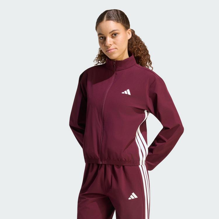 adidas adidas Train Essentials 3-Streifen Woven Trainingsjacke Damen - Maroon / White - 0 | SportScheck