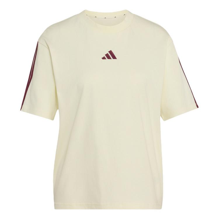 adidas adidas Essentials 3-Streifen Boyfriend T-Shirt T-Shirt Damen - Ivory / Maroon - 0 | SportScheck